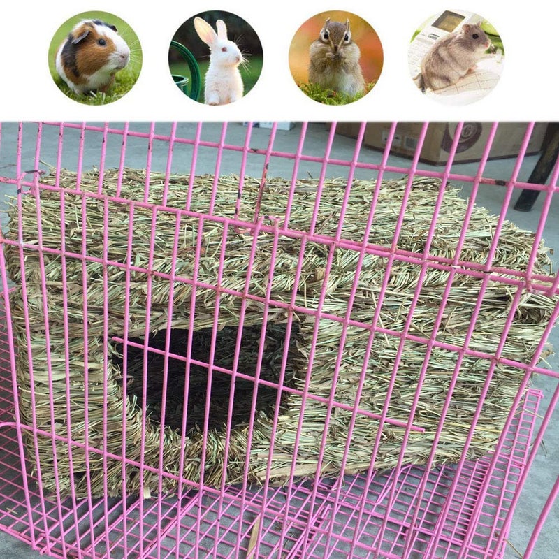 Hamiledyi Natural Rabbit Seagrass House Mat Hideaway Hut Toy Hand Woven Folding Beds Sleeping Chew Toys for Guinea Pig Hamsters Chinchilla Ferret Bunny Small Animals - Image 3